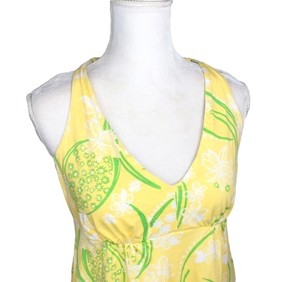 Lilly Pulitzer yellow green white knit tank dress Noella small halter open back - Picture 6 of 15